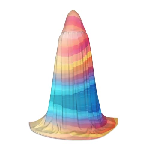 BREAUX Kapuzenumhang mit Regenbogenstreifen, Uni, volle Länge, Kapuzenumhang, Ball-Comic-Kostüm BREAUX Kapuzenumhang mit Regenbogenstreifen, Uni, volle Länge, Kapuzenumhang, Ball-Comic-Kostüm von BREAUX