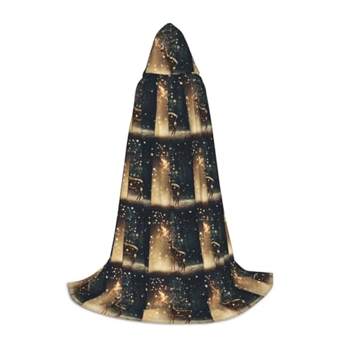 BREAUX Kapuzenumhang mit Weihnachtsbaum-Elch-Aufdruck, Uni, volle Länge, Kapuzenumhang, Ball-Comic-Kostüm BREAUX Kapuzenumhang mit Weihnachtsbaum-Elch-Aufdruck, Uni, volle Länge, Kapuzenumhang, Ball-Comic-Kostüm von BREAUX