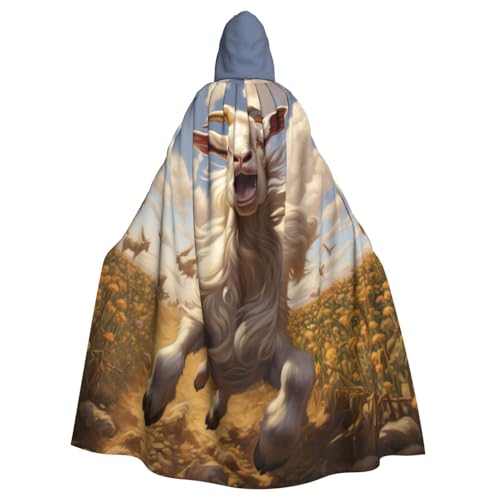 BREAUX Kapuzenumhang mit Ziegenfroldruck, Halloween, Erwachsene, für Partys, Karneval, Cosplay, Bühnendekorationen BREAUX Kapuzenumhang mit Ziegenfroldruck, Halloween, Erwachsene, für Partys, Karneval, Cosplay, Bühnendekorationen von BREAUX