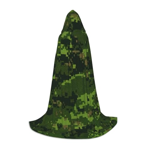 BREAUX Kapuzenumhang mit digitalem Camouflage-Druck, Uni, volle Länge, Kapuzenumhang, Ball-Comic-Kostüm, Grün BREAUX Kapuzenumhang mit digitalem Camouflage-Druck, Uni, volle Länge, Kapuzenumhang, Ball-Comic-Kostüm, Grün von BREAUX