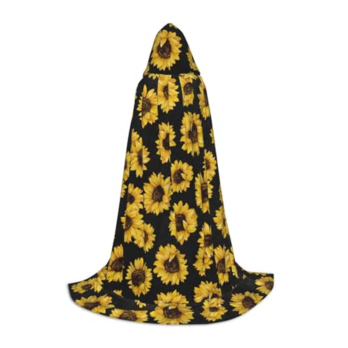 BREAUX Kapuzenumhang mit goldenem Sonnenblumen-Aufdruck, Uni, volle Länge, Kapuzenumhang zum Verkleiden, Ball, Comic-Kostüm BREAUX Kapuzenumhang mit goldenem Sonnenblumen-Aufdruck, Uni, volle Länge, Kapuzenumhang zum Verkleiden, Ball, Comic-Kostüm von BREAUX