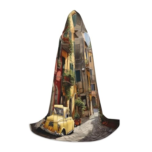 BREAUX Kapuzenumhang mit italienischem Straßendruck, Uni, volle Länge, Kapuzenumhang, Ball-Comic-Kostüm, Ausstellung BREAUX Kapuzenumhang mit italienischem Straßendruck, Uni, volle Länge, Kapuzenumhang, Ball-Comic-Kostüm, Ausstellung von BREAUX