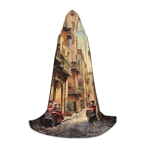 BREAUX Kapuzenumhang mit italienischem Straßendruck, Uni, volle Länge, Kapuzenumhang, Ball-Comic-Kostüm, Ausstellung BREAUX Kapuzenumhang mit italienischem Straßendruck, Uni, volle Länge, Kapuzenumhang, Ball-Comic-Kostüm, Ausstellung von BREAUX
