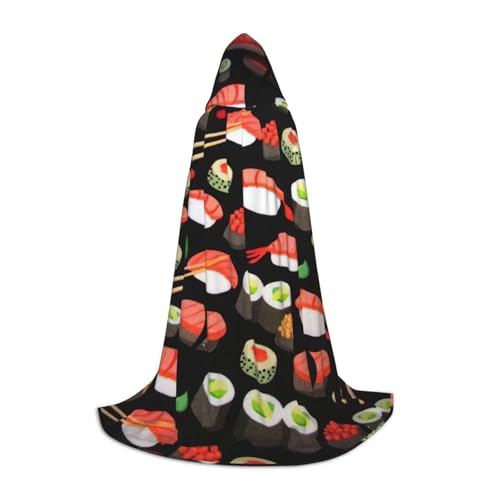 BREAUX Kapuzenumhang mit japanischem Sushi-Garnelen-Druck, Uni, volle Länge, Kapuzenumhang, Ball-Comic-Kostüm BREAUX Kapuzenumhang mit japanischem Sushi-Garnelen-Druck, Uni, volle Länge, Kapuzenumhang, Ball-Comic-Kostüm von BREAUX