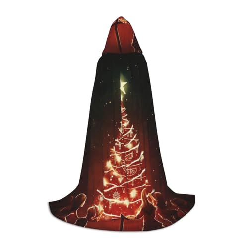 BREAUX Kapuzenumhang mit leuchtendem Weihnachtsbaum-Druck, Uni, volle Länge, Kapuzenumhang, Ball-Comic-Kostüm BREAUX Kapuzenumhang mit leuchtendem Weihnachtsbaum-Druck, Uni, volle Länge, Kapuzenumhang, Ball-Comic-Kostüm von BREAUX