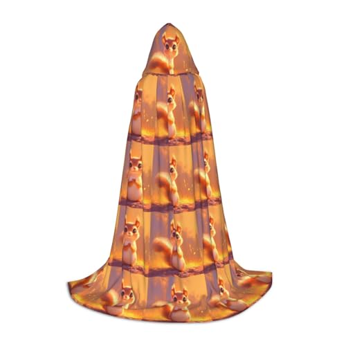 BREAUX Kapuzenumhang mit süßem Eichhörnchen-Druck, Uni, volle Länge, Kapuzenumhang, Ball-Comic-Kostüm BREAUX Kapuzenumhang mit süßem Eichhörnchen-Druck, Uni, volle Länge, Kapuzenumhang, Ball-Comic-Kostüm von BREAUX