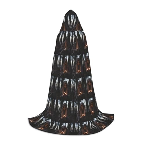 BREAUX Kapuzenumhang mit verschiedenen Hexenausrüstungen, Uni, volle Länge, Kapuzenumhang, Ballkleid, Comicausstellung, Kostüm von BREAUX