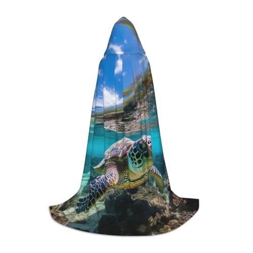 BREAUX Lord Howe Island Sea Turtle Print Kapuzenumhang Uni Full Length Hooded Cape Dress Up Ball Comic Ausstellung Kostüm BREAUX Lord Howe Island Sea Turtle Print Kapuzenumhang Uni Full Length Hooded Cape Dress Up Ball Comic Ausstellung Kostüm von BREAUX