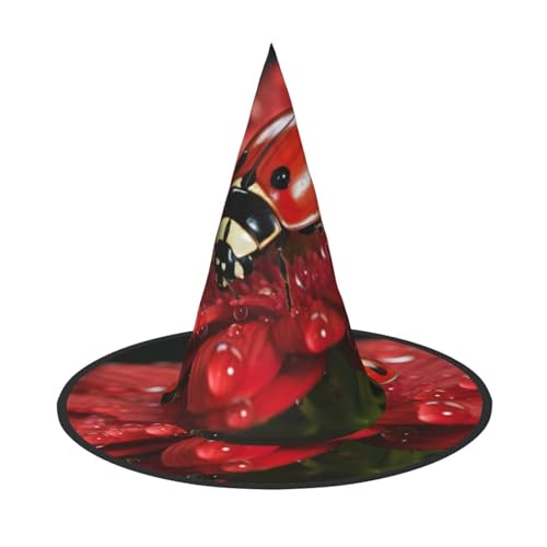 BREAUX Marienkäfer Blumendruck Halloween Hexe und Zauberer Hut Hexenkostüm für Themendekoration Halloween Party von BREAUX