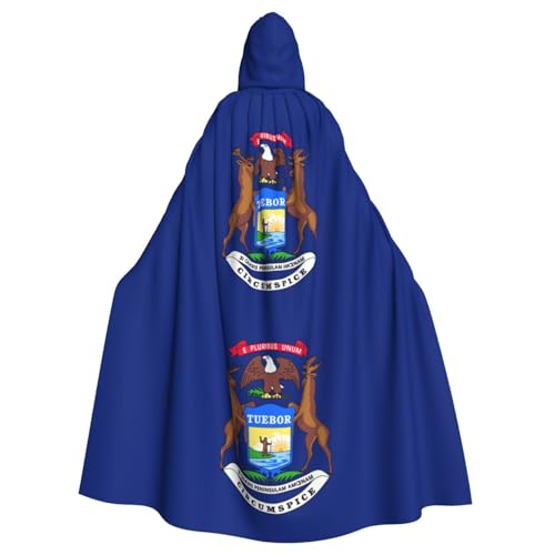 BREAUX Michigan State Flag Print Halloween Erwachsene Kapuzenumhang Umhang Umhang für Partys, Karneval, Cosplay, Kostüme, Bühnendekorationen BREAUX Michigan State Flag Print Halloween Erwachsene Kapuzenumhang Umhang Umhang für Partys, Karneval, Cosplay, Kostüme, Bühnendekorationen von BREAUX