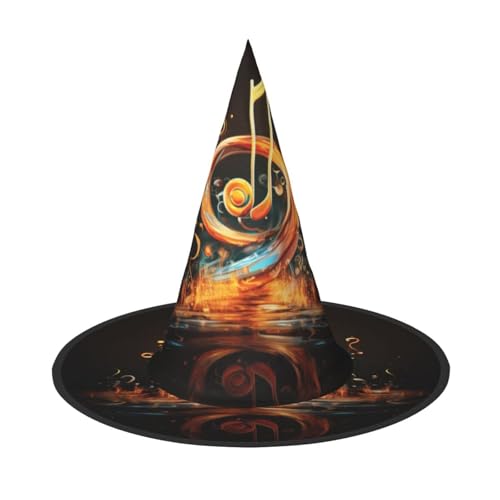 BREAUX Musik-Symbol-Druck, Halloween, Hexe und Zaubererhut, Hexenkostüm für Themendekoration, Halloween-Party von BREAUX