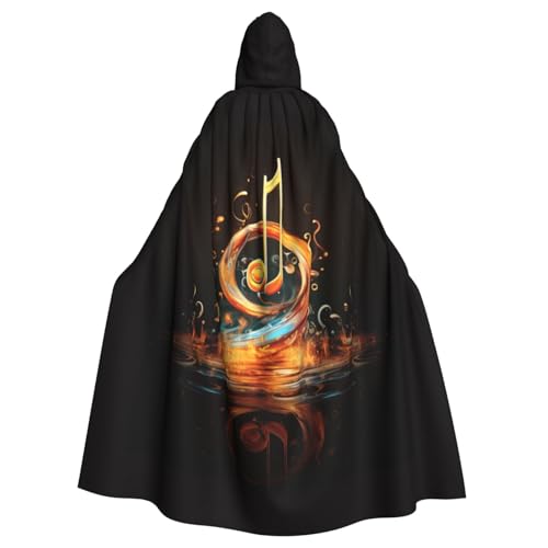 BREAUX Musik-Symbol-Druck, Halloween-Umhang, Halloween-Umhang, Halloween-Kapuzenumhang, Partydekoration für Erwachsene von BREAUX
