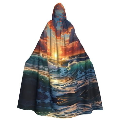 BREAUX Ocean Sunset Scenery Print Hooded Cloak, Oversized Hooded Cape with Bow Tie Uni Adult Halloween Costume BREAUX Ocean Sunset Scenery Print Hooded Cloak, Oversized Hooded Cape with Bow Tie Uni Adult Halloween Costume von BREAUX