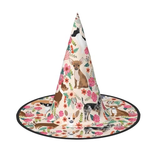 BREAUX Rinderhund Blumendruck Halloween Hexe und Zauberer Hut Hexenkostüm für Themendekoration Halloween Party BREAUX Rinderhund Blumendruck Halloween Hexe und Zauberer Hut Hexenkostüm für Themendekoration Halloween Party von BREAUX