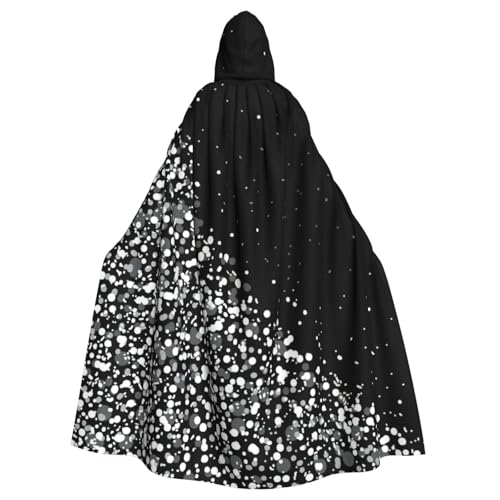 BREAUX Schwarz-weißer Glitzer-Druck, Halloween-Umhang mit Kapuze, für Erwachsene, für Partys, Karneval, Cosplay, Kostüme, Bühnendekorationen BREAUX Schwarz-weißer Glitzer-Druck, Halloween-Umhang mit Kapuze, für Erwachsene, für Partys, Karneval, Cosplay, Kostüme, Bühnendekorationen von BREAUX