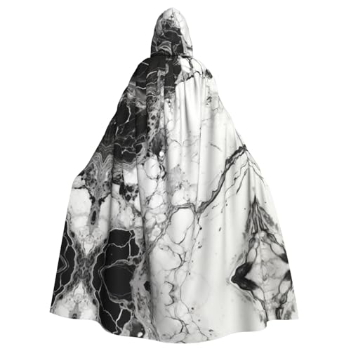 BREAUX Schwarz-weißer Marmor-Druck, Halloween-Umhang mit Kapuze, Umhang für Partys, Karneval, Cosplay, Kostüme, Bühnendekorationen BREAUX Schwarz-weißer Marmor-Druck, Halloween-Umhang mit Kapuze, Umhang für Partys, Karneval, Cosplay, Kostüme, Bühnendekorationen von BREAUX