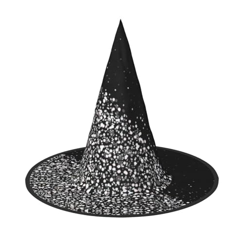 BREAUX Schwarz-weißes Glitzer-Druck, Halloween-Hexen- und Zaubererhut, Hexenkostüm für Themendekoration, Halloween-Party von BREAUX