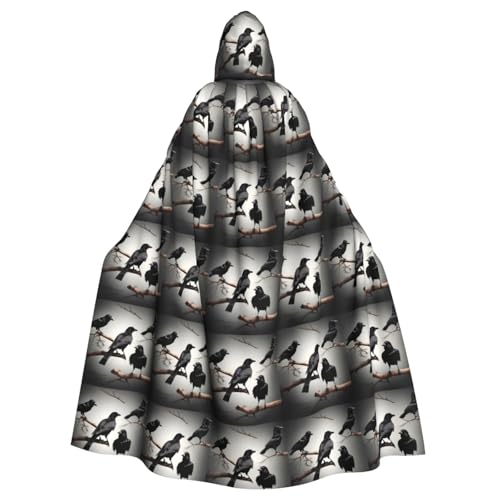 BREAUX Schwarze Krähe Vögel auf einem Ast Druck Halloween Umhang Halloween Umhang Halloween Kapuzenumhang Erwachsene Party Dekoration Umhang BREAUX Schwarze Krähe Vögel auf einem Ast Druck Halloween Umhang Halloween Umhang Halloween Kapuzenumhang Erwachsene Party Dekoration Umhang von BREAUX