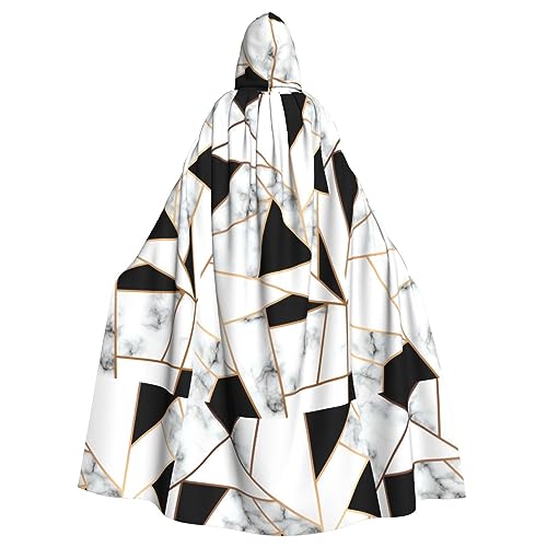BREAUX Schwarzer und weißer Marmor-Textur-Druck, Halloween-Umhang, Halloween-Umhang, Halloween-Kapuzenumhang, Party-Dekoration BREAUX Schwarzer und weißer Marmor-Textur-Druck, Halloween-Umhang, Halloween-Umhang, Halloween-Kapuzenumhang, Party-Dekoration von BREAUX