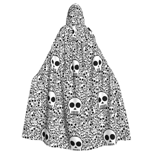BREAUX Schwarzer und weißer Totenkopf-Aufdruck, Halloween-Umhang mit Kapuze für Erwachsene, für Partys, Karneval, Cosplay, Kostüme, Bühnendekorationen BREAUX Schwarzer und weißer Totenkopf-Aufdruck, Halloween-Umhang mit Kapuze für Erwachsene, für Partys, Karneval, Cosplay, Kostüme, Bühnendekorationen von BREAUX
