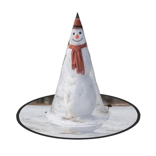 BREAUX Skifahrender Schneemann Druck Halloween Hexe und Zauberer Hut Hexenkostüm für Themendekoration Halloween Party von BREAUX