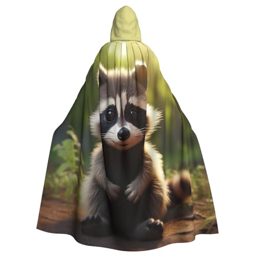BREAUX Süßer Waschbär-Druck, Halloween, Erwachsenen-Kapuzenumhang für Partys, Karneval, Cosplay, Kostüme, Bühnendekorationen von BREAUX