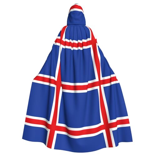 BREAUX Umhang mit Kapuze für Halloween, Erwachsene, Motiv: Flagge von Island, für Partys, Karneval, Cosplay, Bühnendekorationen von BREAUX