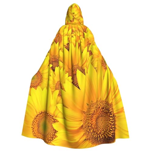 BREAUX Umhang mit Kapuze für Halloween, Erwachsene, Sonnenblumen-Aufdruck, für Partys, Karneval, Cosplay, Kostüme, Bühnendekorationen BREAUX Umhang mit Kapuze für Halloween, Erwachsene, Sonnenblumen-Aufdruck, für Partys, Karneval, Cosplay, Kostüme, Bühnendekorationen von BREAUX