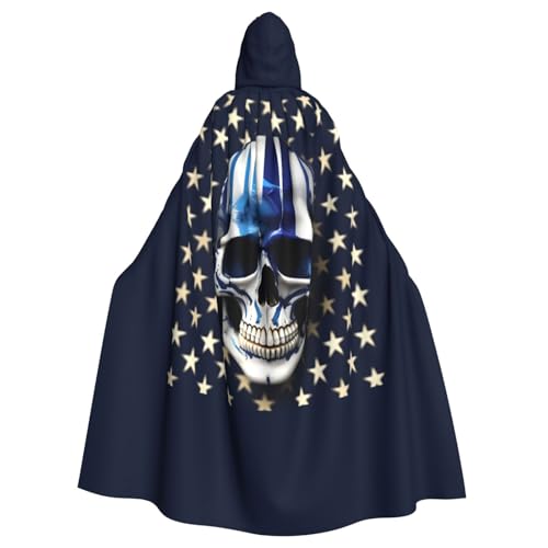 BREAUX Umhang mit Kapuze für Halloween, Erwachsene, gestreift, Sterne, Totenkopf, für Partys, Karneval, Cosplay, Bühnendekorationen BREAUX Umhang mit Kapuze für Halloween, Erwachsene, gestreift, Sterne, Totenkopf, für Partys, Karneval, Cosplay, Bühnendekorationen von BREAUX