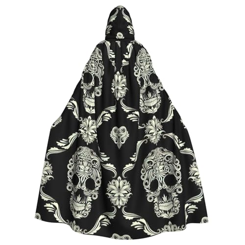 BREAUX Umhang mit Kapuze und Totenkopf-Motiv, für Halloween, Erwachsene, für Partys, Karneval, Cosplay, Bühnendekorationen BREAUX Umhang mit Kapuze und Totenkopf-Motiv, für Halloween, Erwachsene, für Partys, Karneval, Cosplay, Bühnendekorationen von BREAUX