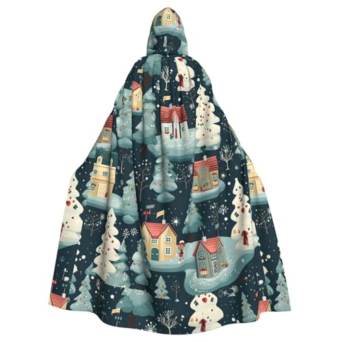 BREAUX Warmes Weihnachtshaus-Druck, Halloween, Erwachsenen-Kapuzenumhang für Partys, Karneval, Cosplay, Kostüme, Bühnendekorationen von BREAUX