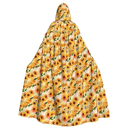 BREAUX Wunderschöner Sonnenblumen-Druck, Halloween, Erwachsenen-Kapuzenumhang für Partys, Karneval, Cosplay, Kostüme, Bühnendekorationen BREAUX Wunderschöner Sonnenblumen-Druck, Halloween, Erwachsenen-Kapuzenumhang für Partys, Karneval, Cosplay, Kostüme, Bühnendekorationen von BREAUX