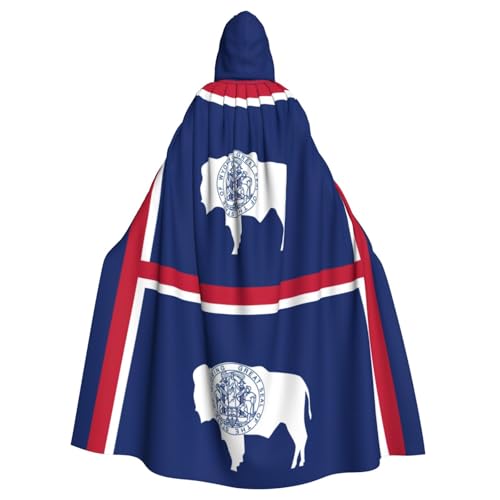 BREAUX Wyoming Umhang mit Staatsflaggen-Druck, Halloween, Erwachsene, Kapuzenumhang für Partys, Karneval, Cosplay, Kostüme, Bühnendekorationen BREAUX Wyoming Umhang mit Staatsflaggen-Druck, Halloween, Erwachsene, Kapuzenumhang für Partys, Karneval, Cosplay, Kostüme, Bühnendekorationen von BREAUX