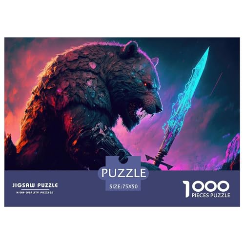 Bärenkrieger-Puzzle, 1000 Teile, kreatives rechteckiges großes Familienpuzzlespiel, Kunstwerk für Erwachsene, 1000 Teile (75 x 50 cm) von BREAUX