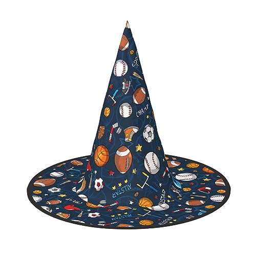 Baseball-, Basketball-, Fußball-, Hockey-Druck, Halloween, Hexen- und Zaubererhut, Hexenkostüm für Themendekoration, Halloween-Party von BREAUX