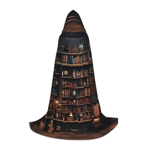 Bibliothek Bücherregal Druck Herren und Damen Kapuzenumhang Umhang - Stilvoller und vielseitiger Kapuzenponcho für alle Jahreszeiten von BREAUX