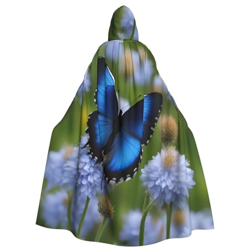 Blauer Schmetterlings-Druck, Uni, Erwachsene, Kapuzenumhang mit Fliege, übergroßes Halloween-Kostüm, Umhang, Rollenspiel Blauer Schmetterlings-Druck, Uni, Erwachsene, Kapuzenumhang mit Fliege, übergroßes Halloween-Kostüm, Umhang, Rollenspiel von BREAUX