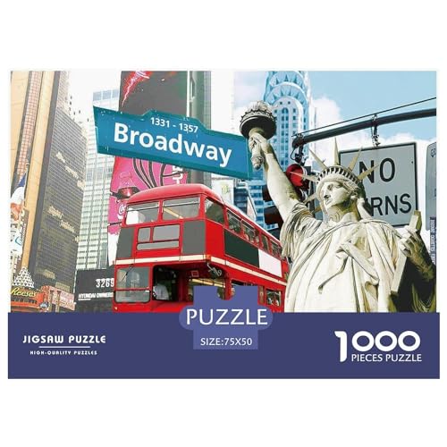 Broadway 1000-teiliges Puzzle für Erwachsene, kreatives rechteckiges Holzpuzzle, Geschenk für Freunde und Familie, 1000 Teile (75 x 50 cm) von BREAUX