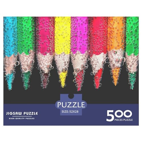 Buntstifte, 500-teiliges Puzzle für Erwachsene, kreatives rechteckiges Holzpuzzle, Geschenk für Freunde und Familie, 500 Stück (52 x 38 cm) von BREAUX