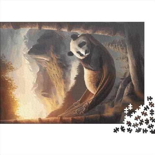 Chilling Hammock Panda Holzpuzzles für Erwachsene, Puzzleteile in rechteckiger Größe, Geschenke für Erwachsene, Spiel 1000 Stück (75 x 50 cm) von BREAUX