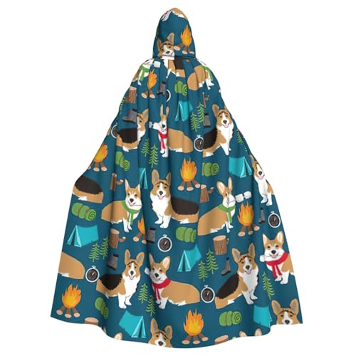 Corgi Print Uni Erwachsene Kapuzenumhang mit Fliege, übergroßes Halloween-Kostüm, Umhang, Rollenspiel von BREAUX