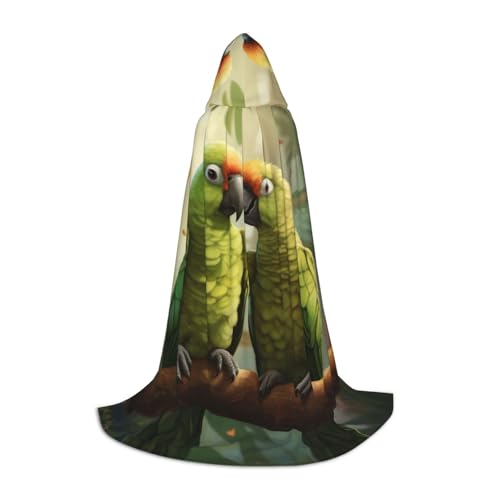 Couple Parrots Olive Print Herren und Damen Kapuzenumhang Umhang - Stilvoller und vielseitiger Kapuzenponcho für alle Jahreszeiten Couple Parrots Olive Print Herren und Damen Kapuzenumhang Umhang - Stilvoller und vielseitiger Kapuzenponcho für alle Jahreszeiten von BREAUX