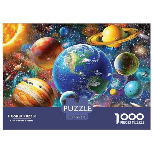 Creative Beautiful Planet Gift Holzpuzzle mit 1000 Teilen für Erwachsene, rechteckiges Puzzle, Gehirnübungs-Herausforderungsspiel, 1000 Teile (75 x 50 cm) von BREAUX