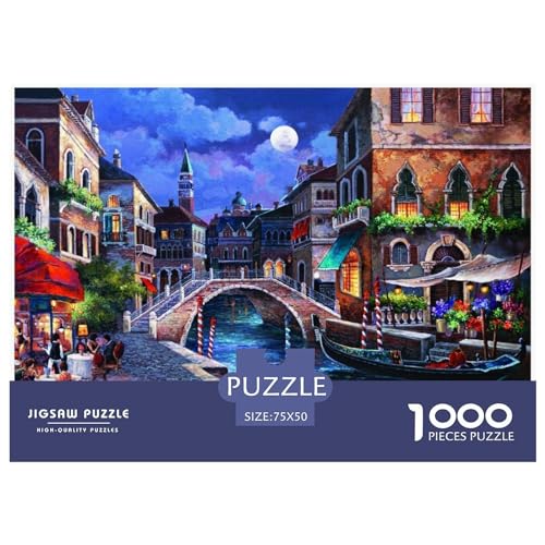 Creative Streets of Venice Geschenk aus Holz, 1000 Teile, Puzzle für Erwachsene, rechteckiges Puzzle, Gehirnübung, Herausforderungsspiel, 1000 Teile (75 x 50 cm) von BREAUX