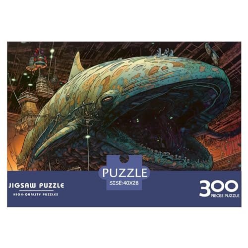 Creative Whale Whaled by Whalers Geschenk aus Holz, 300 Teile, Puzzle für Erwachsene, rechteckiges Puzzle, Gehirnübung, Herausforderungsspiel, 300 Teile (40 x 28 cm) von BREAUX