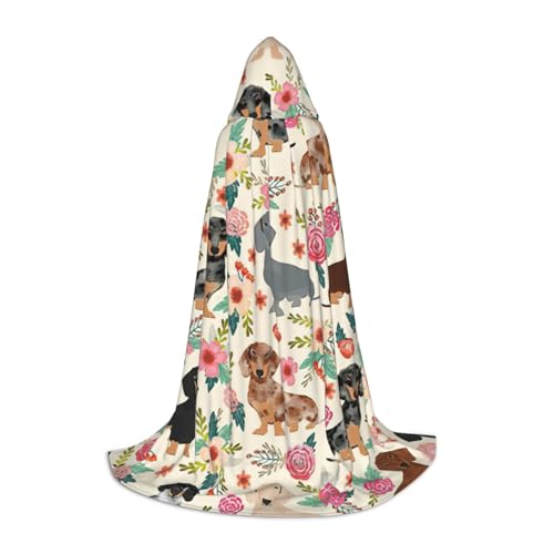 Dackel Blumendruck Herren und Damen Kapuzenumhang Umhang - Stilvoller und vielseitiger Kapuzenponcho für alle Jahreszeiten Dackel Blumendruck Herren und Damen Kapuzenumhang Umhang - Stilvoller und vielseitiger Kapuzenponcho für alle Jahreszeiten von BREAUX