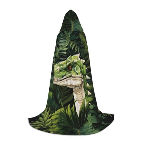 Dinosaurier-Palmblatt-Druck Herren und Damen Kapuzenumhang Umhang - Stilvoller und vielseitiger Kapuzenponcho für alle Jahreszeiten von BREAUX
