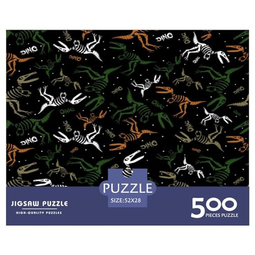 Dinosaurier-Vektor-Holzpuzzle für Erwachsene, 500-teiliges Puzzle, rechteckiges Puzzle, Geschenke für Erwachsene, Spiel, 500 Teile (52 x 38 cm) von BREAUX