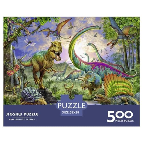 Dinosaurier-Welt, 500-teiliges Puzzle für Erwachsene, kreatives rechteckiges Holzpuzzle, Geschenk für Freunde und Familie, 500 Teile (52 x 38 cm) von BREAUX