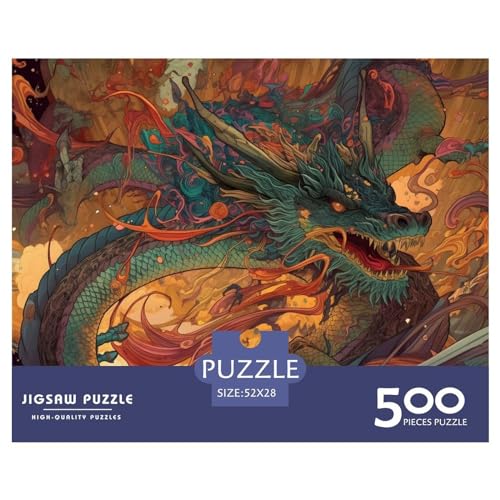 Drachen-Puzzle für Erwachsene, 500 Teile, Spielzeug, Familien-Puzzlespiele, Geburtstagsgeschenke, Puzzle für Jungen und Mädchen, 500 Teile (52 x 38 cm) von BREAUX